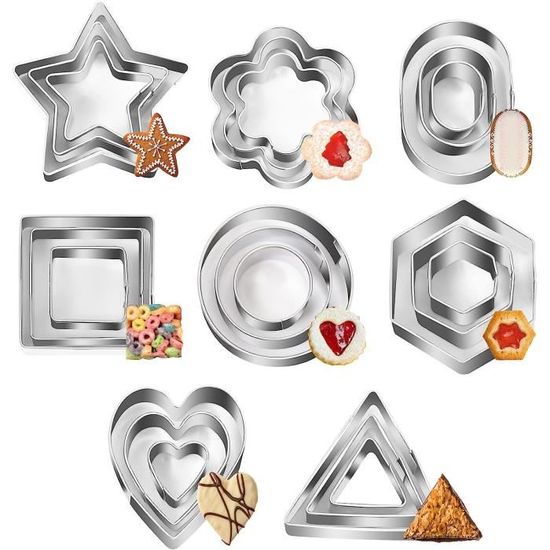 Emporte Piece Patisserie,Biscuit Cutter Shapes Set(24 Pcs) en Acier