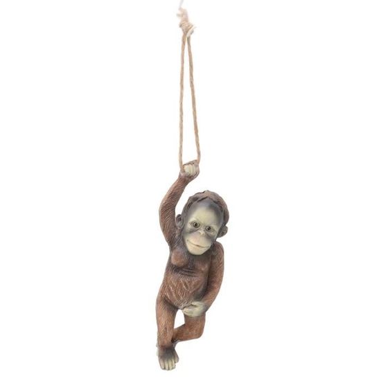 Statue Singe Chimpanzé Suspendu Résine - Ornement Jardin Ou Intérieur, Sculpture Artisanale