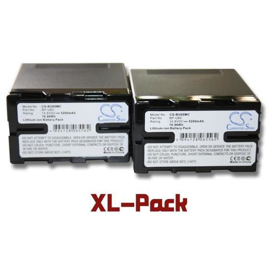 2 x Batterie de remplacement pour Sony PMW-EX1, PMW-EX1r, PMW-EX3, PMW-F3, PMW-F3K, PMW-F3L, PMW-100, PMW-150, PMW-160, PMW-200 -…