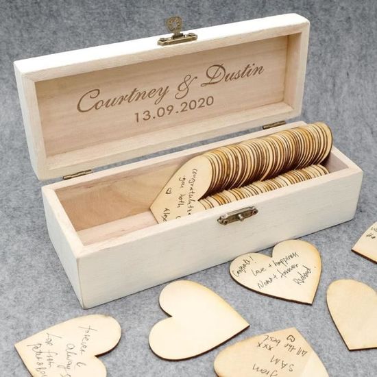 LIVRE D OR,--Boîte de dépôt en bois en forme de coeur pour invités, boîte  de Message de mariage, boîte de 60 cœurs, livre'or de Sign - Cdiscount  Beaux-Arts et Loisirs créatifs