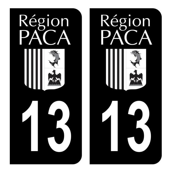 Autocollants Stickers plaque immatriculation voiture auto département 13 Bouches-du-Rhône Ancien Logo Région PACA Full Noir