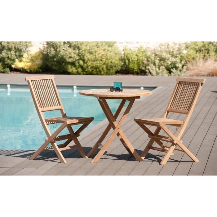 Table Ronde Pliante en Teck Massif 80x80 JARDITECK