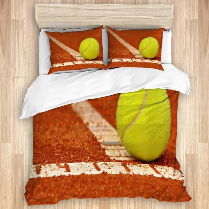 Parure de couette Tennis,1 Housse de Couette 140x200cm,2 Taies d'Oreillers 50x75cm