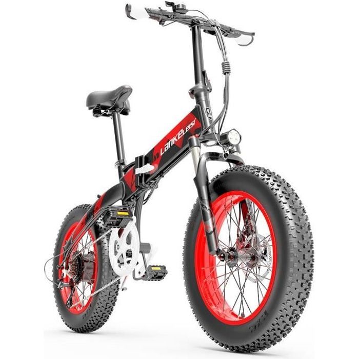 Lankeleisi X2000 Plus VTT Vélo Électrique Pliant 10.4Ah 48V 1000W 40km/h Max Vitesse Max Charge 150kg - Rouge