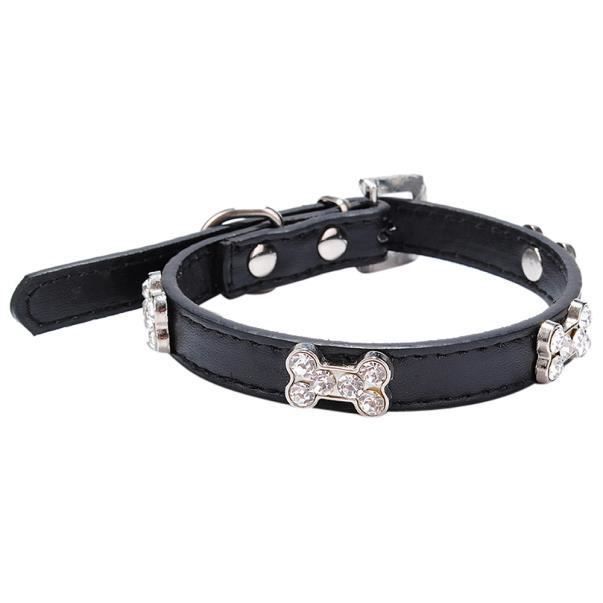 Collier de chien Bling cristal avec collier en os chiot pour animaux de compagnie chat BK - S#LZP60812148BKS