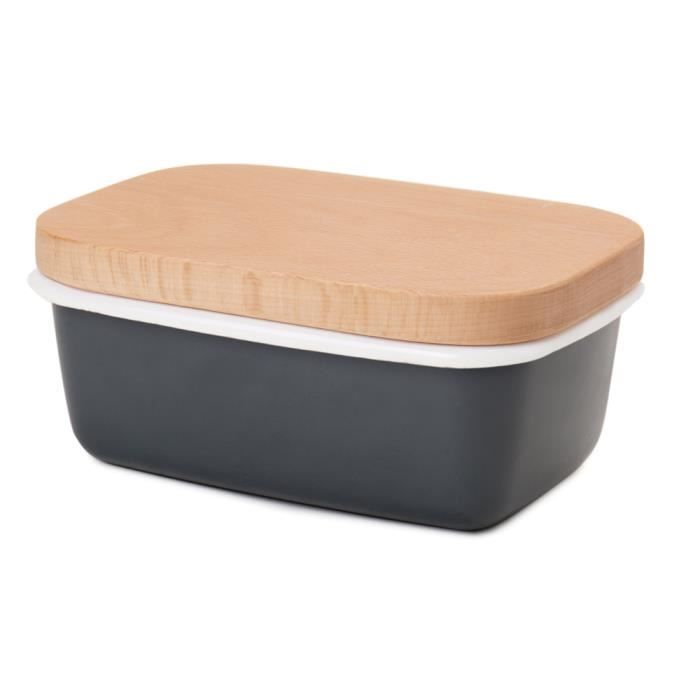 GA Homefavor Beurriers, Boitié à Beurre avec Couvercle en Bois, Gris Anthracite