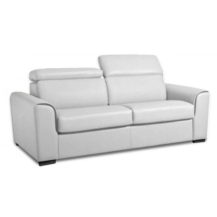Canapé convertible express IMOLA matelas 18cm couchage 140 cm polyuréthane blanc cassé blanc Cuir Inside75
