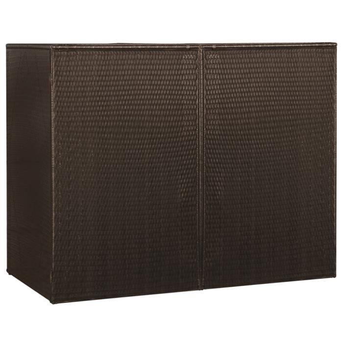 Abri pour poubelle double Armoire de Jardin Cabane de Jardin Outils,Vélo Marron 153x78x120 cm Résine tressée