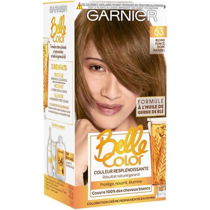 Colorations Garnier - Belle Color - Coloration permanente Châtain - 63 Blond foncé doré naturel 637857