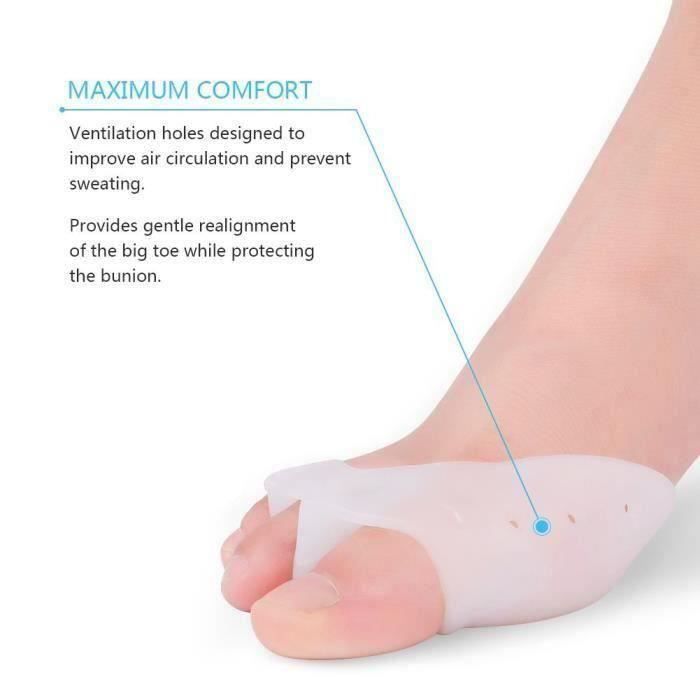 Correction Lisseur Orteil Hallux Valgus Silicone Reduire Friction Yosoo Trois trous
