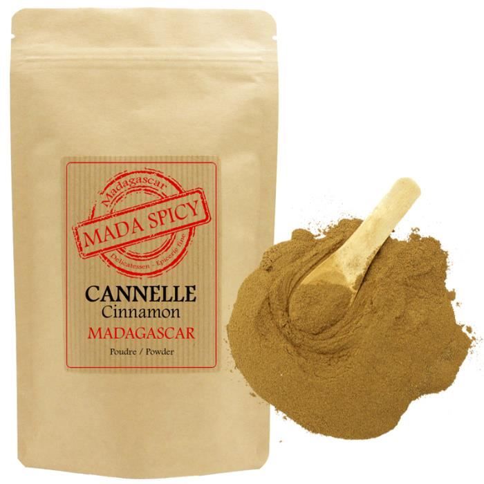 Cannelle en poudre de Madagascar 1020 gr en sachet kraft alimentaire refermable.