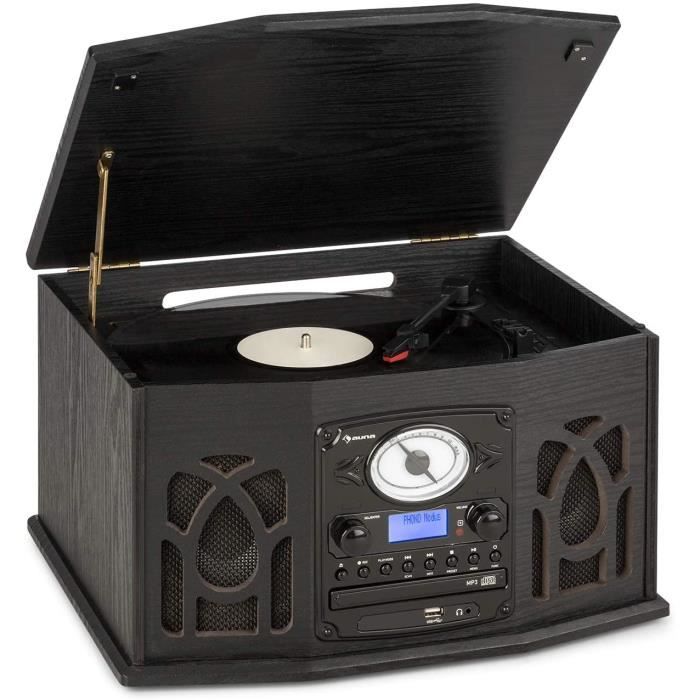 AUNA NR-620 Dab Chaîne stéréo - Compacte, Platine Vinyle 33 et 45 TR/Min, Lecteur CD,CD-R/RW & MP3CD, Platine Cassette, Radio Dab+/F