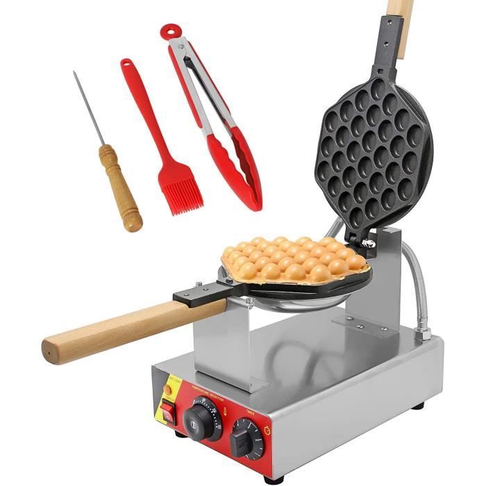 CGOLDENWALL Bubble Waffle Gaufrier Machine Électrique 0-300°C Réglage de la Température Minuterie 0-5 Minutes Anti-adhésive Facile à