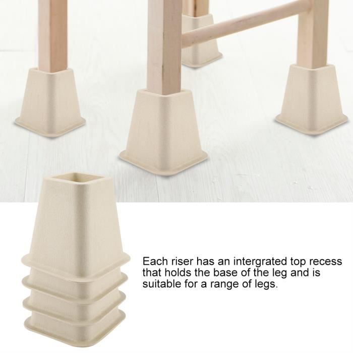Stock FR 4pcs Elevateur Réhausseur DE MEUBLE CHAISE Pied Riser Jambe de meubles de Lit Tableau Bureau Canapé sofa Accessoires de Fun