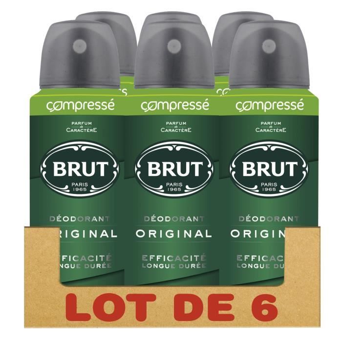 BRUT Lot de 6 Déodorants Homme Spray Compressé anti- traces - 100ml
