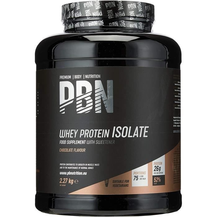 PBN - Premium Body Nutrition - Protéines en poudre à base d'isolat de lactosérum (Whey-ISOLAT) goût chocolat 75 doses 227 kg