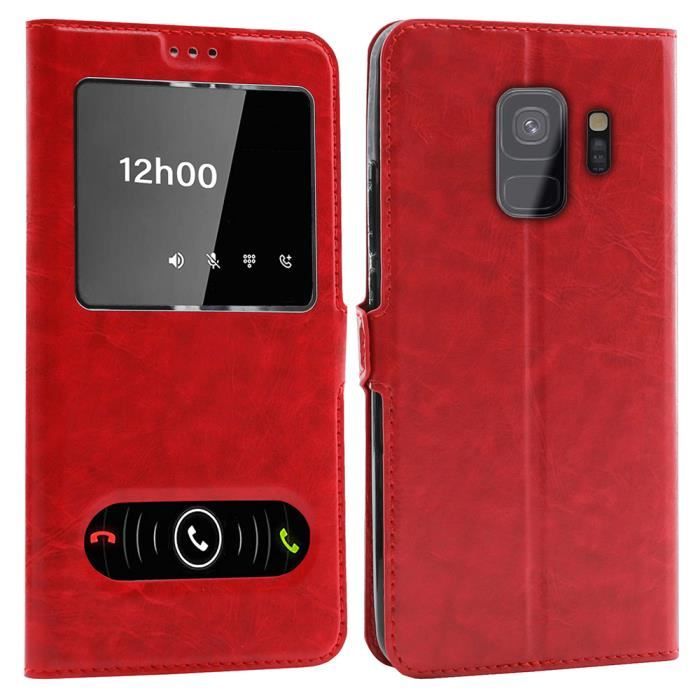 Coque Samsung Galaxy S9, Double Fenêtre - Rouge