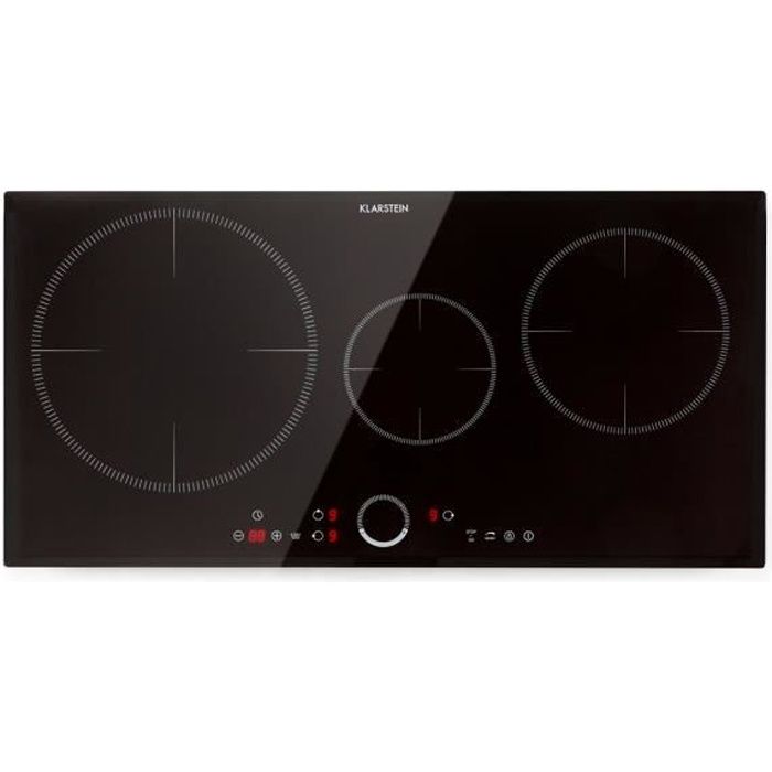 Plaque induction 3 feux encastrable - Klarstein - 80 cm - 7000 W - plaque de cuisson électrique - plaque vitrocéramique - noir