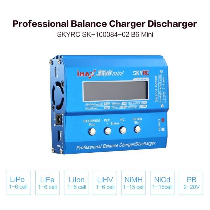 #HUHU SKYRC iMAX B6 Mini RC Chargeur Chargeur Déchargeur 60 W pour LiPo Li-ion LiFe Nimh Nicd Batterie RC Hélicoptère Voiture Drone