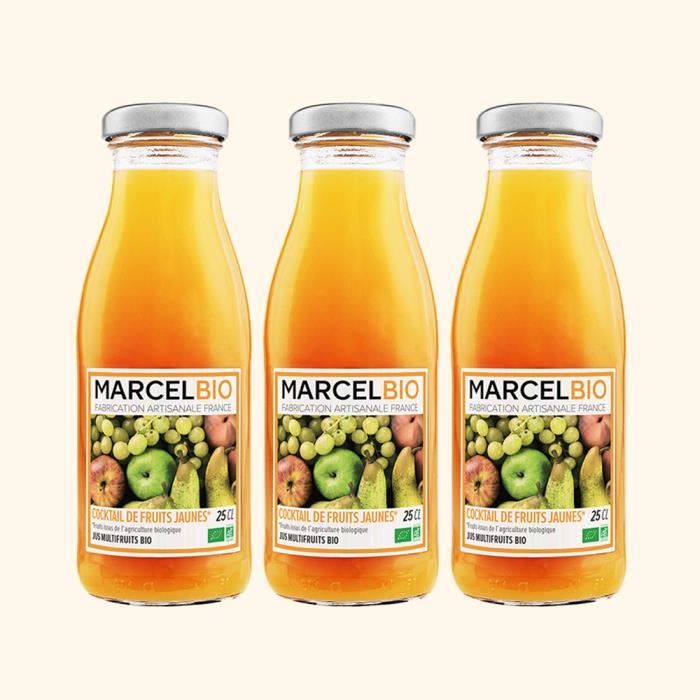 Marcel Bio - Cocktail de Fruits Jaunes Bio 25cl - Pack de 3