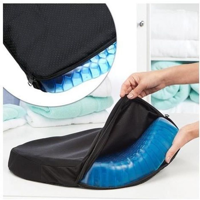 Coussin gel anti-escarres transparent 37x30x4cm assise prolongés