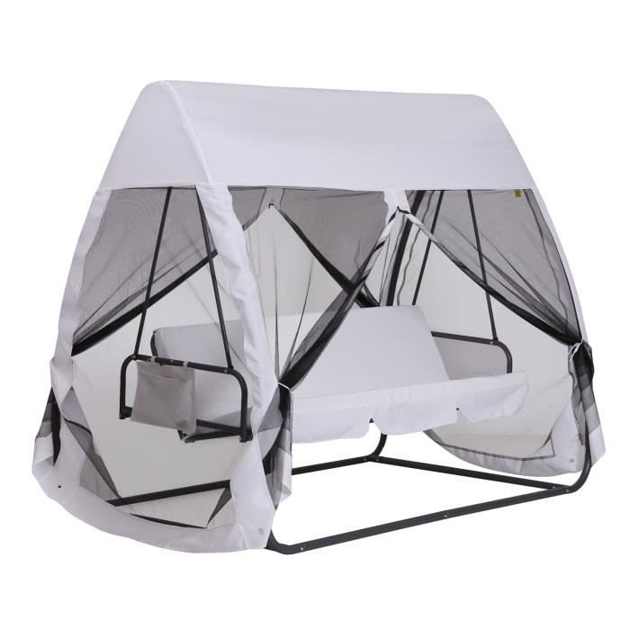 Balancelle de jardin convertible Anastasie Blanc