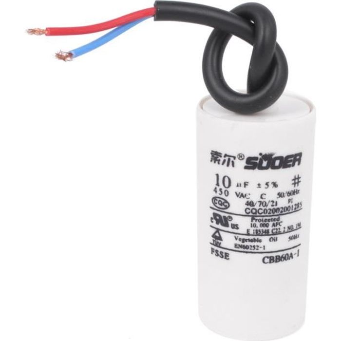 CBB60-film de polypropylène condensateur marche moteur AC450V 50-60Hz 10UF
