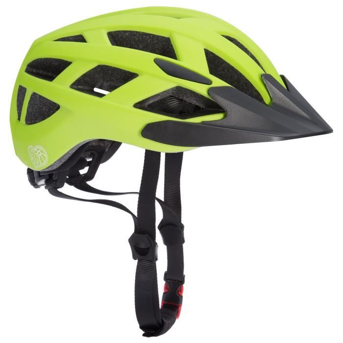 Spielwerk Casque LED de vélo Unisexe pour Enfant Vert/Noir Taille M Ajustable Anti-Chocs Visière Amovible Réglable Multisport