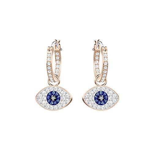 Swarovski - Boucle d'oreille Créoles Symbolic Evil Eye, bleu, métal doré rose