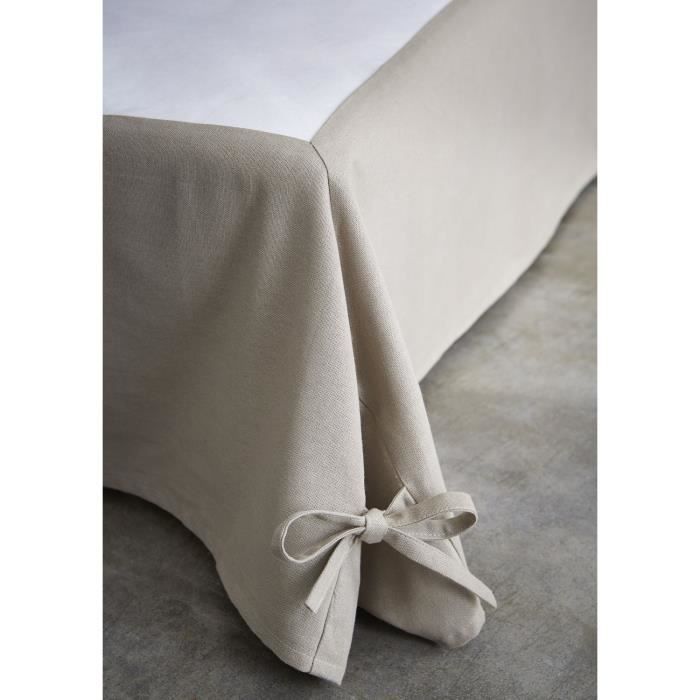 Cache sommier avec nouettes - 140 x 190 cm - Taupe
