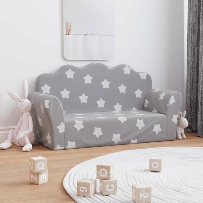 vidaXL Canapé Enfants 2 Places Lit de Jour avec Dossier et Accoudoirs Lit dInvité pour Tout-petits Salon Gris Clair avec 357046