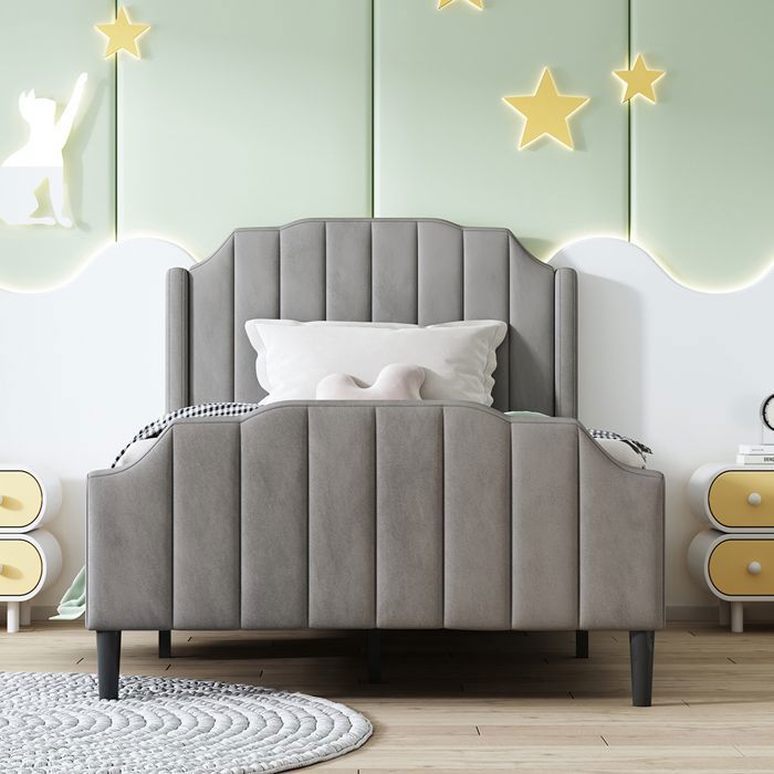Canapé Lit 1 Place Avec Rangement Hydraulique Et Veilleuse | Ports USB/Type-C | Velours Doux | 90x200 Cm | Gris Foncé