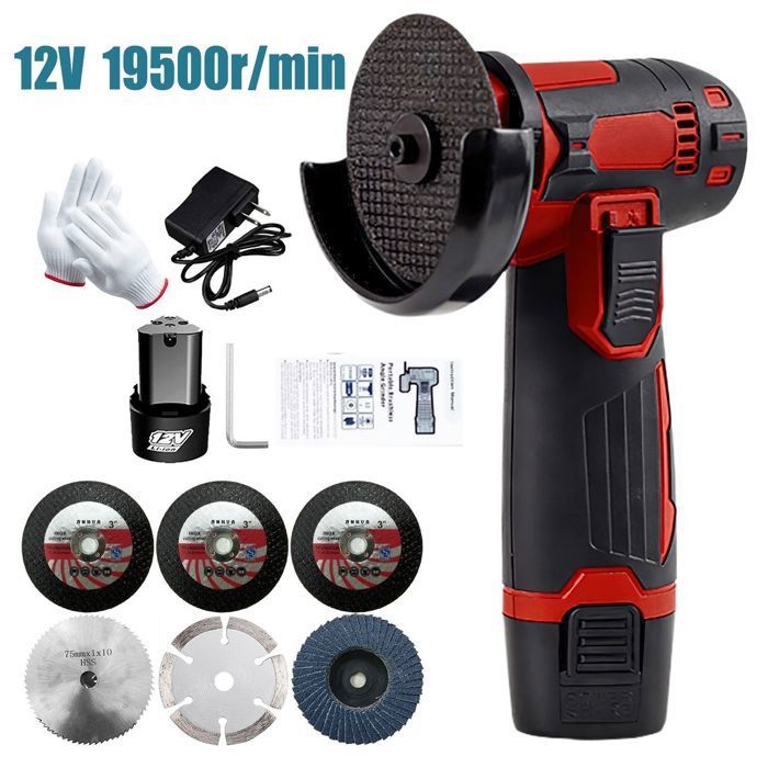 Mini meuleuse d'angle sans fil, 19500 tr/min, 12V, rectifieuse