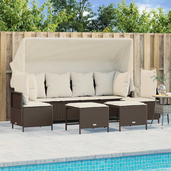 vidaXL Salon de Jardin avec Coussins 5 pcs Canapés de Terrasse Ensemble de Meubles de Patio Mobilier dExtérieur 3225846 - vue 2