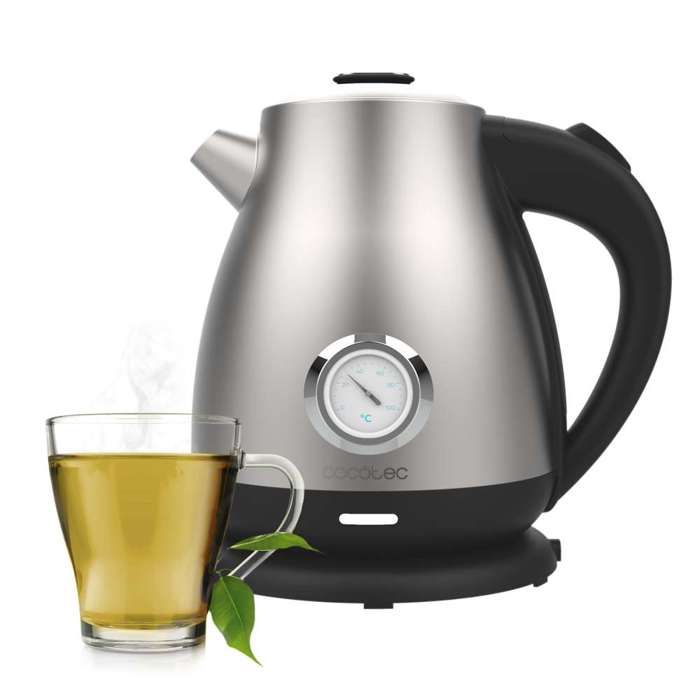 Cecotec Bouilloire Thermosense 620 Retro Steel. Bouilloire de 17 L inox de haute qualité 2200 W avec chauffage rapide