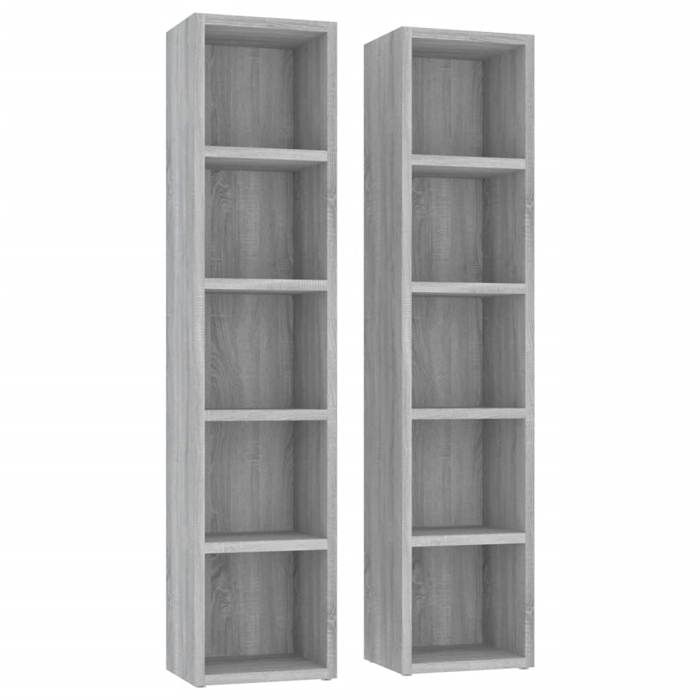 Armoires à CD VidaxL - Lot De 2 En Aggloméré Blanc, 21x16x93.5 Cm - Range Jusqu'à 80 CD/DVD/Blu-ray Par Unité