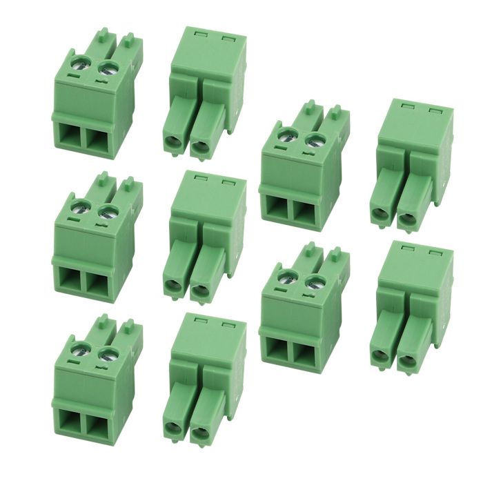 15 Pièces Borniers PCB 2P 3.81mm 300V 10A - Connecteurs à Vis Angle Droit Pour Circuits Imprimés Verts