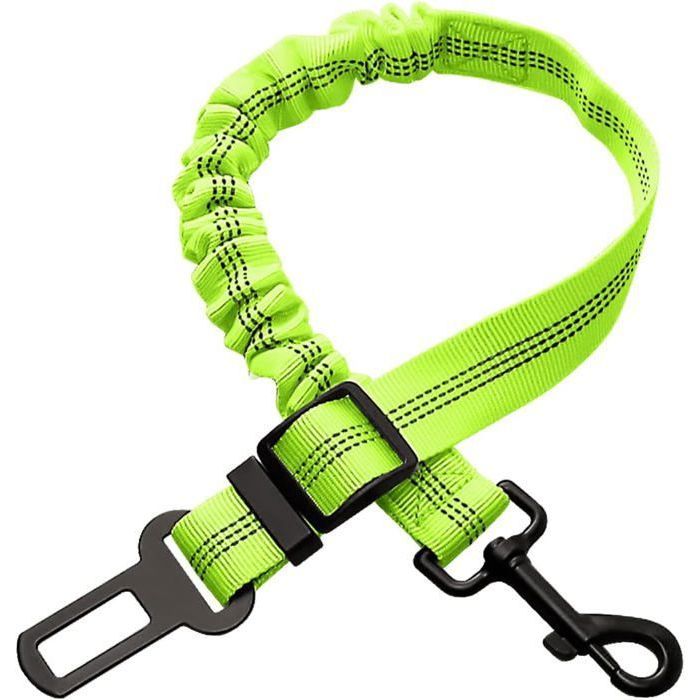 Meilleurs prix pour Ceinture de Sécurité pour Chien Voiture avec Absorption des Chocs Durable Réglable Elastique Fils Réfléchissants(Vert)