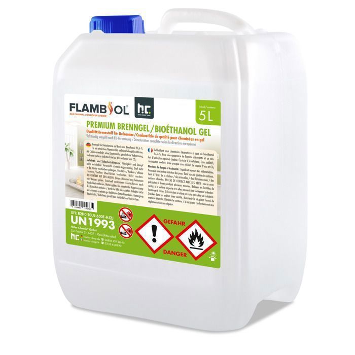 Gel combustible bioéthanol FLAMBIOL® Premium pour cheminées intérieures et extérieures - vue 2