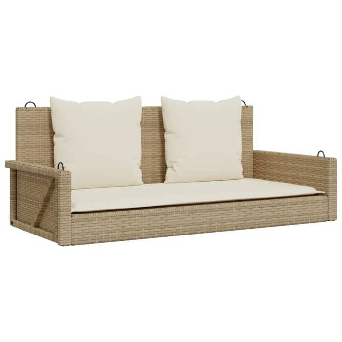 Bonne qualité Meuble dextérieurChaise de jardin BONNIE Balancelle avec coussins 119x56x48cm résine tressée DECO - vue 2