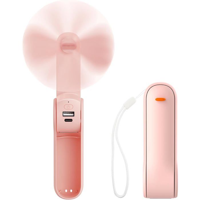Mini ventilateur manuel - 1001 PILES BATTERIES - 2500 mAh - Rechargeable USB - Pliable - Portable