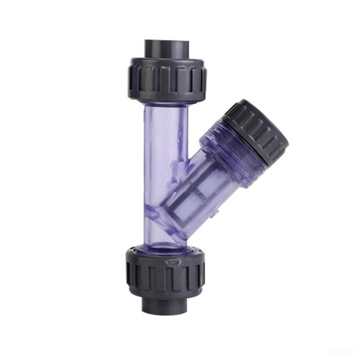 Filtre en Y tubulaire UPVC transparent - Ø intérieur 40 mm (20–63 mm adapté) pour aquarium & arrosage