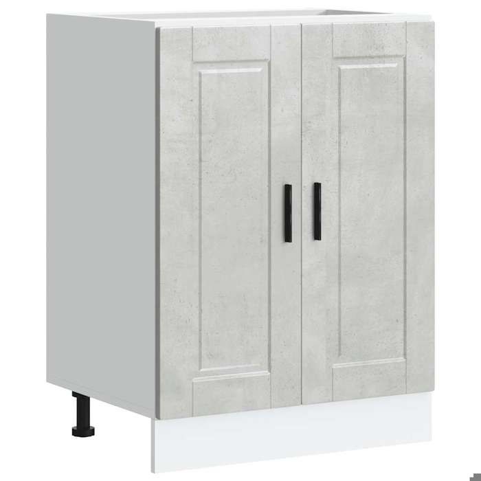 Meuble Colonne Meuble Bas de cuisne - UU - Armoire de cuisine Porto gris béton bois dingénierie LV1298