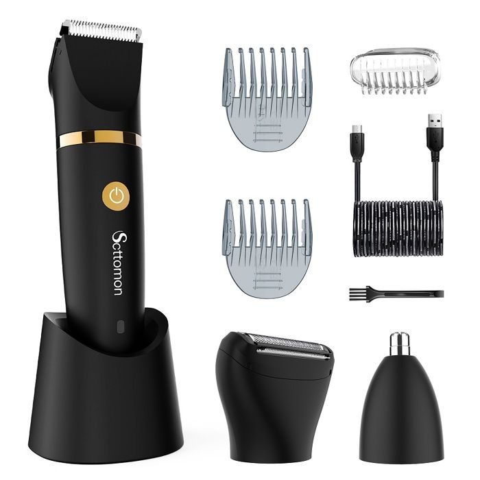 SCTTOMON  Tondeuse Cheveux 3 en 1 Homme &Eacute;tanche &ndash; Rasoir Corps Trimmer Nez Rasoir Zones Intimes &Eacute;lectrique