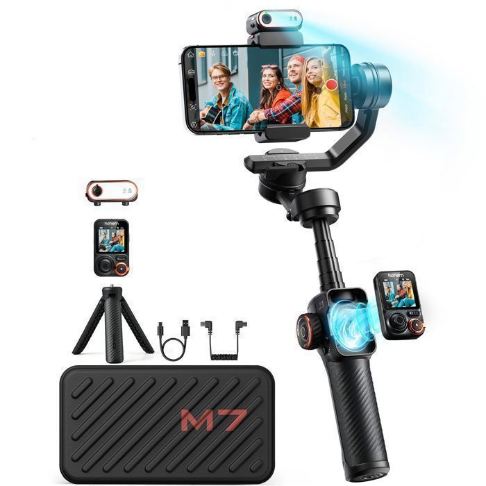 Hohem iSteady M7 AI Tracking Stabilisateur - 3 Axes Poteau d’Extension Gimbal pour iPhone Android
