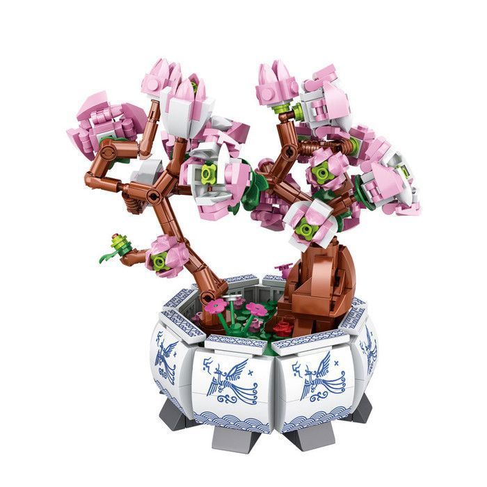 Set de Construction Bonsaï Cerisier en Fleurs - Maquette en Briques Éducative et Lifelike - Pour Enfants et Adultes