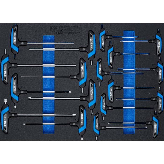 Jeu de tournevis - BGS - 4148 - 18 pcs - Poignée en T - Acier au chrome-vanadium