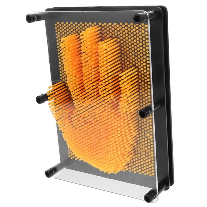 Panneau Pin Art 3D – Main Clonée En Jaune – 12,5×9,5×4,5 Cm – Jeu Sensoriel Et Créatif Pour Enfants
