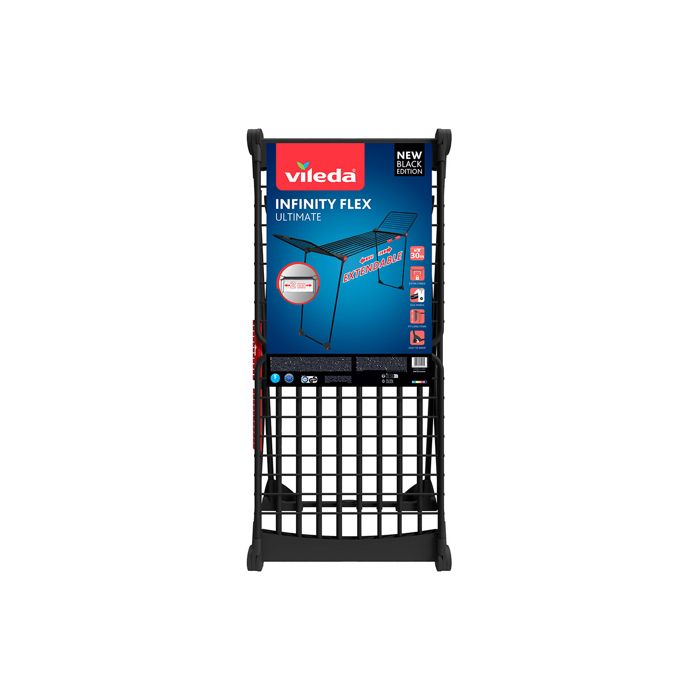 étendoir à Linge Extensible Infinity Flex Ultimate Noir Mat Pose 30 M