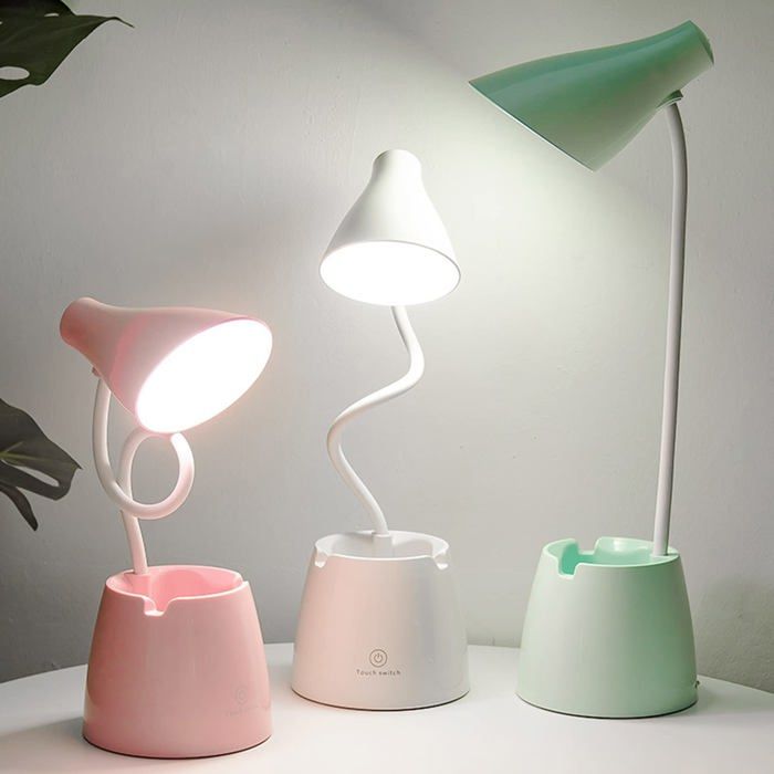 Lampe de bureau pour enfants 3 niveaux de luminosité rechargeable par USB et dotée dun interrupteur tactile (rose).